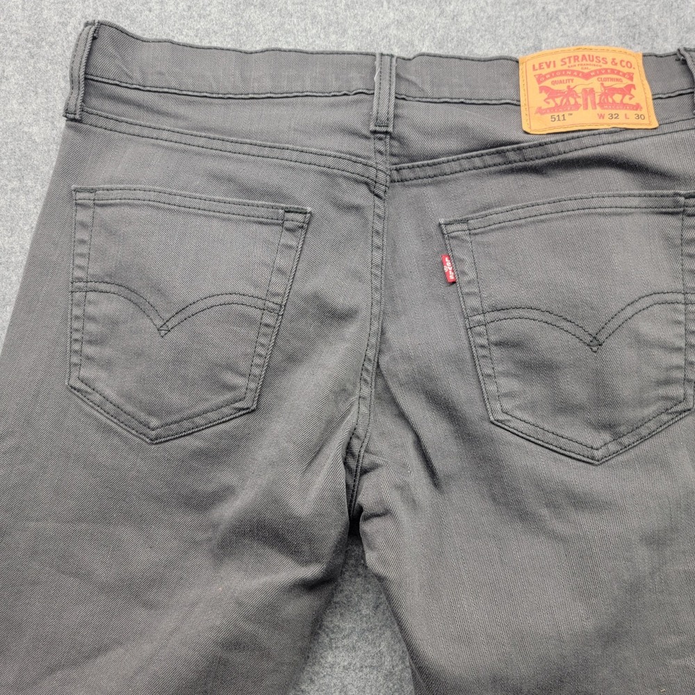 Levi Strauss 511 Jeans Gray Slim Straight Leg Mens 32x30 Stretch Denim - Picture 4 of 16